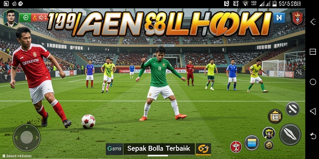 Tampilan gameplay AGENHOKI dengan aksi sepak bola yang mendebarkan.