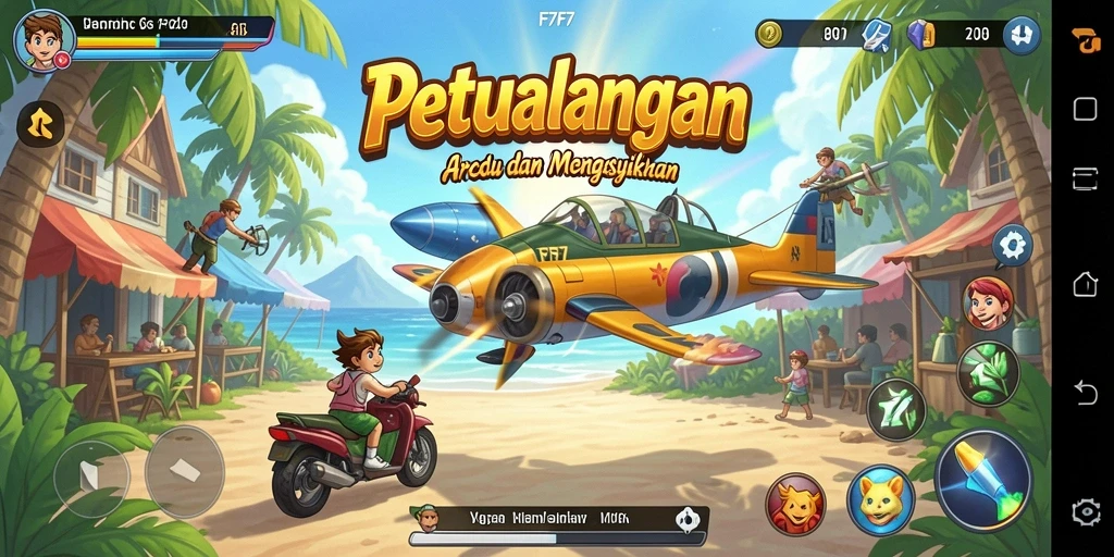Screenshot gameplay F7F7 menunjukkan aksi seru dalam permainan arcade.