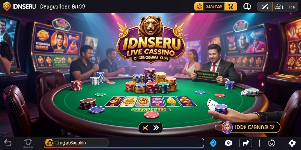 Tampilan antarmuka IDNSERU dengan dealer Live Casino yang interaktif.