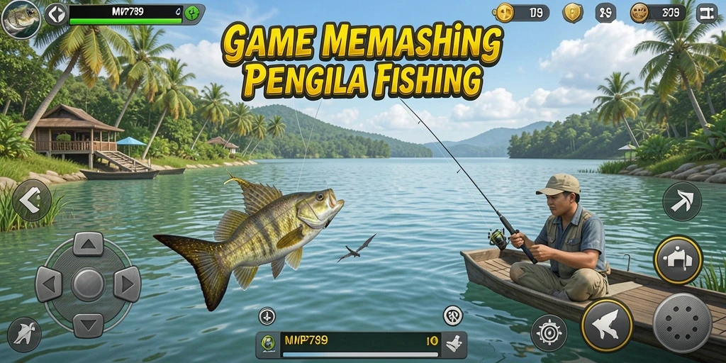 Tampilan screenshot utama MVP789 menampilkan aksi seru saat memancing.