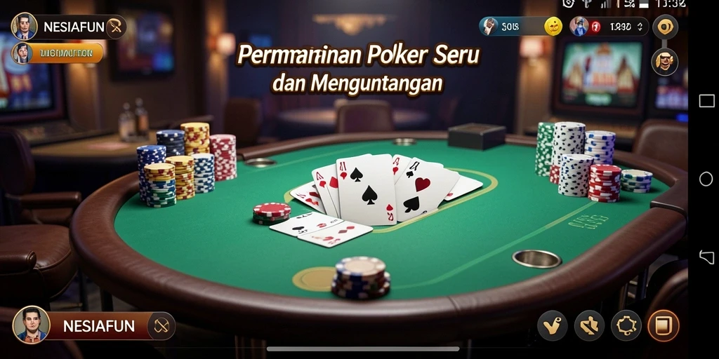 Tampilan gameplay Poker di NESIAFUN yang mendebarkan dan seru.
