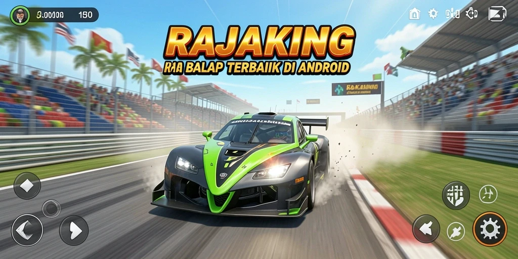 Gameplay seru di balapan mobil RAJAKING.